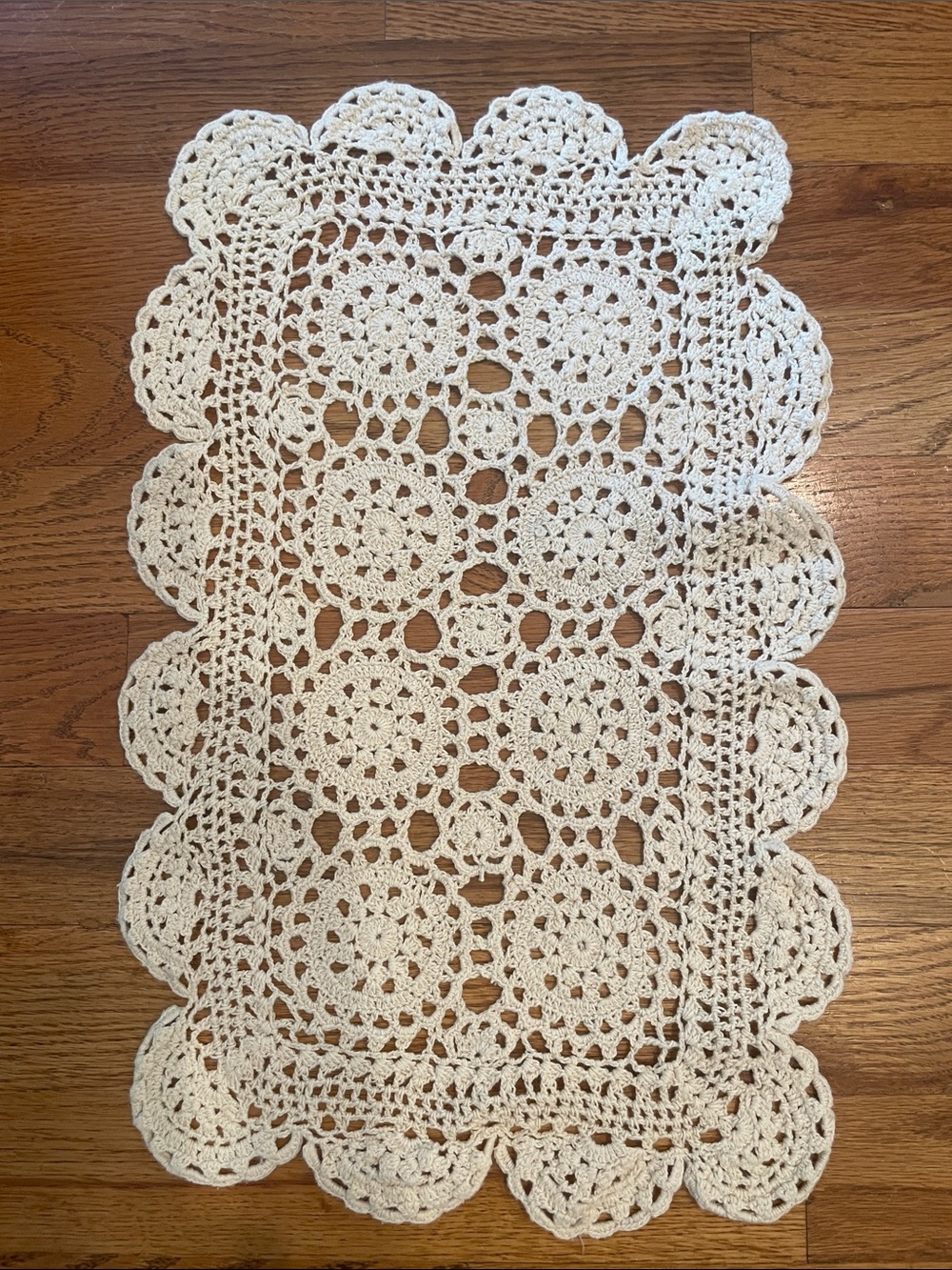 Cream Crochet Table Runner - Delicate Handmade Dining Accent